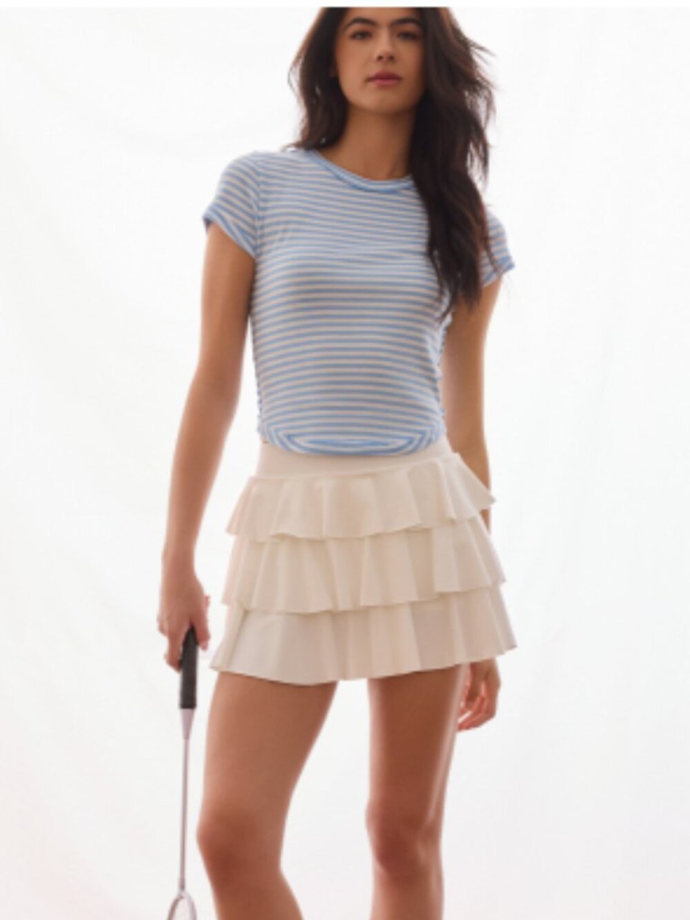 Altar'd State Rally Ruffle Mini Skort White NEW - Picture 3 of 5
